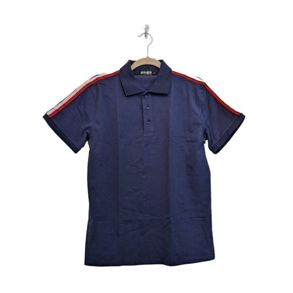 Fuson Men Polo Shirt Short Sleeve Navy Blue 100% Cotton Size Small - Picture 1 of 4
